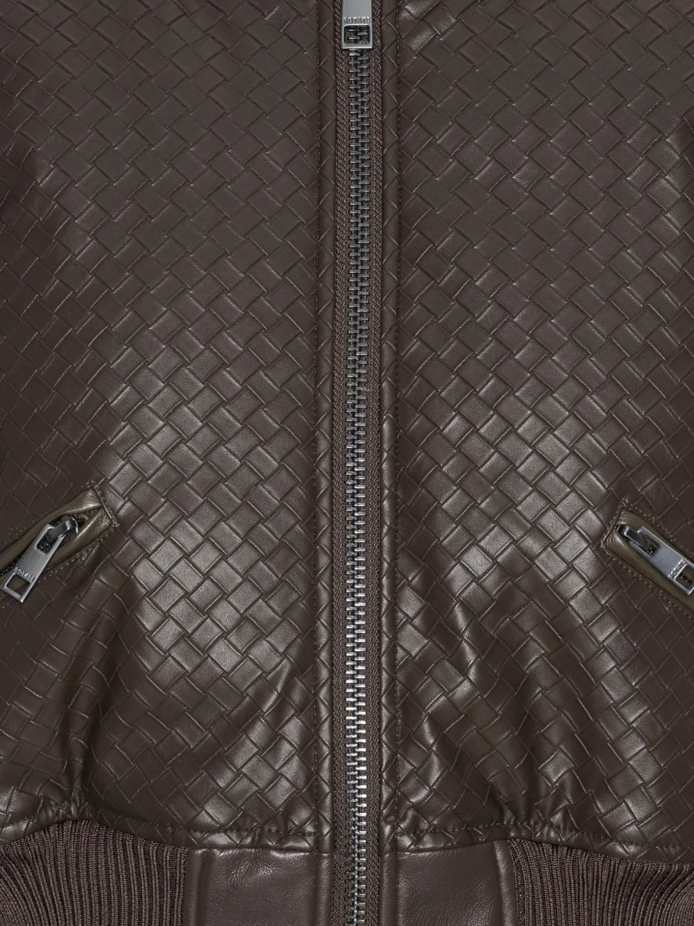 Rotate Birger Christensen Rotate Braided Leather Bomber Jacket Brown In Brown