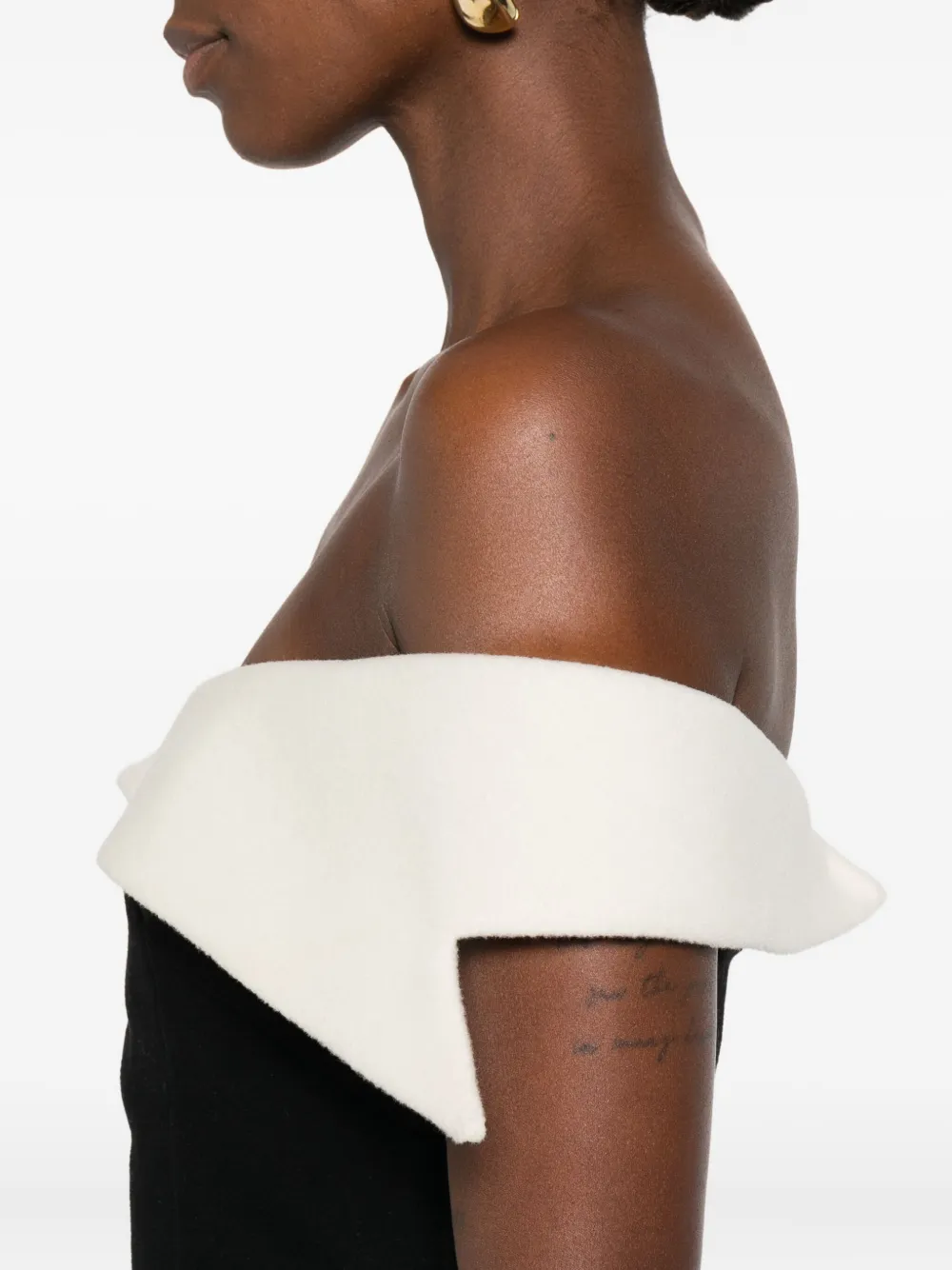 Vestiaire d'un Oiseau Libre Off-shoulder mini-jurk met kraag Zwart