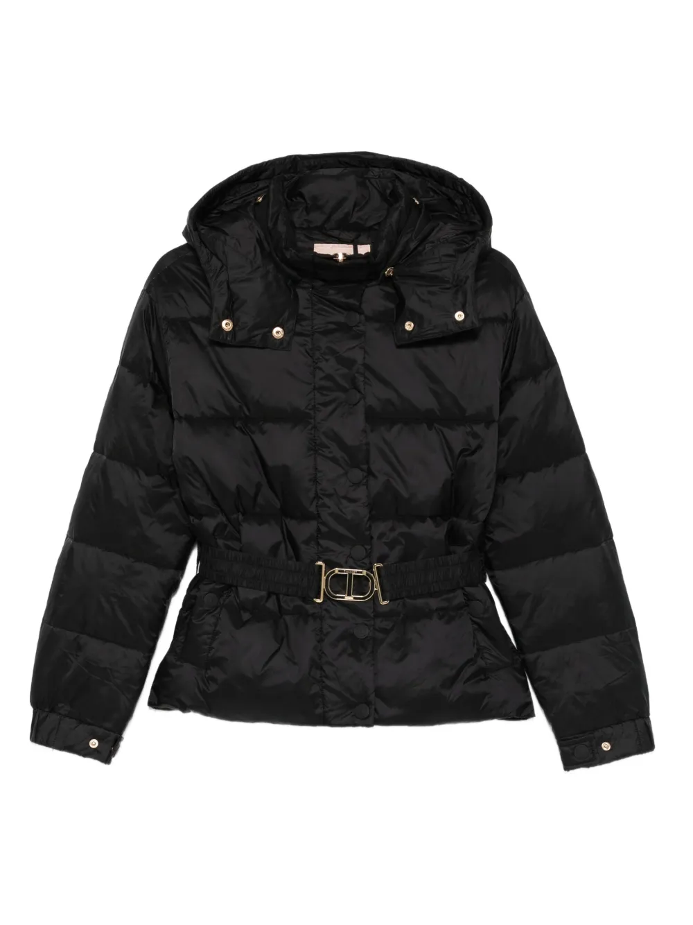 TWINSET Donsjack met capuchon en ceintuur Zwart