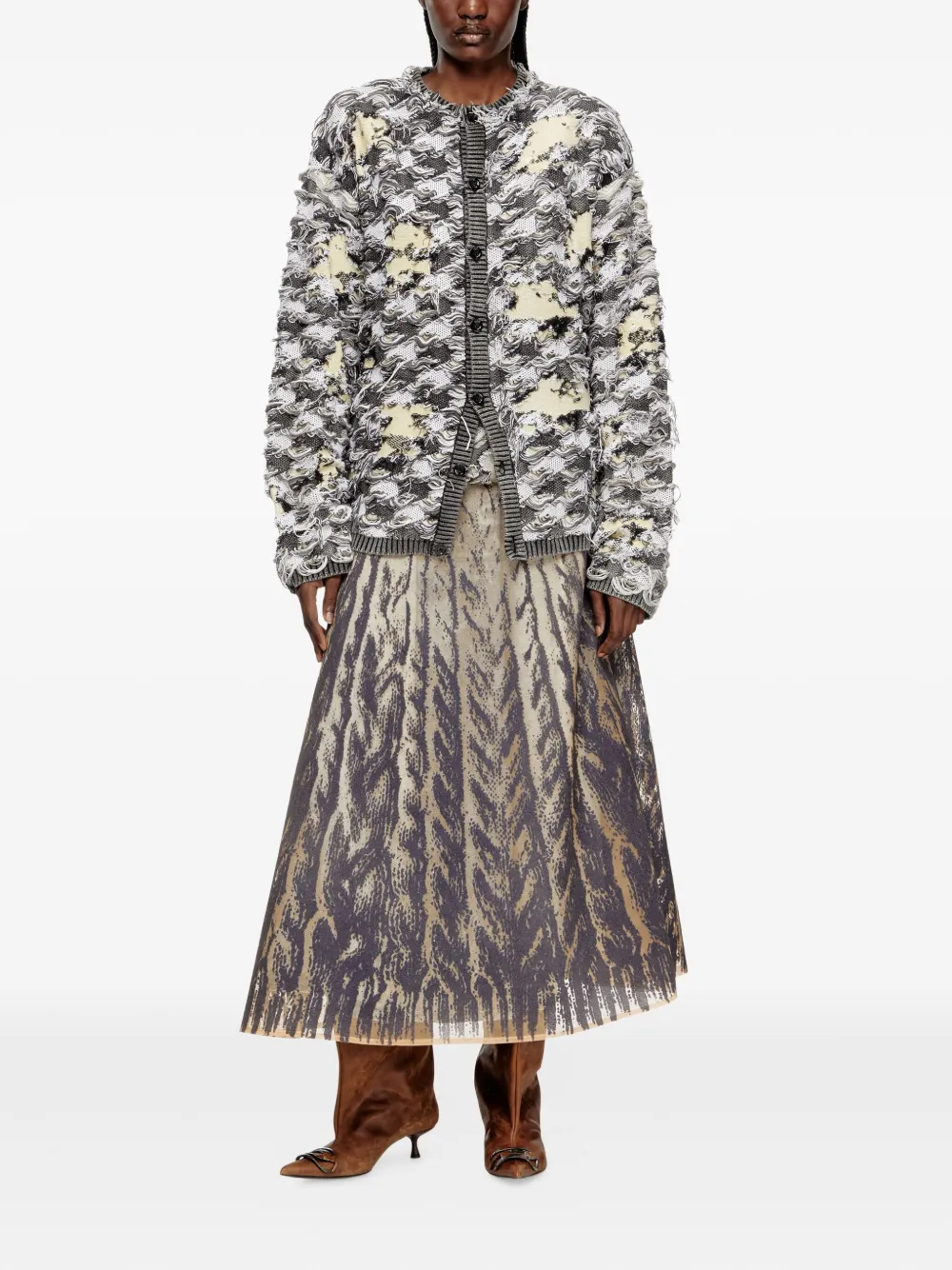 Diesel Tulen midi-rok met print - Grijs