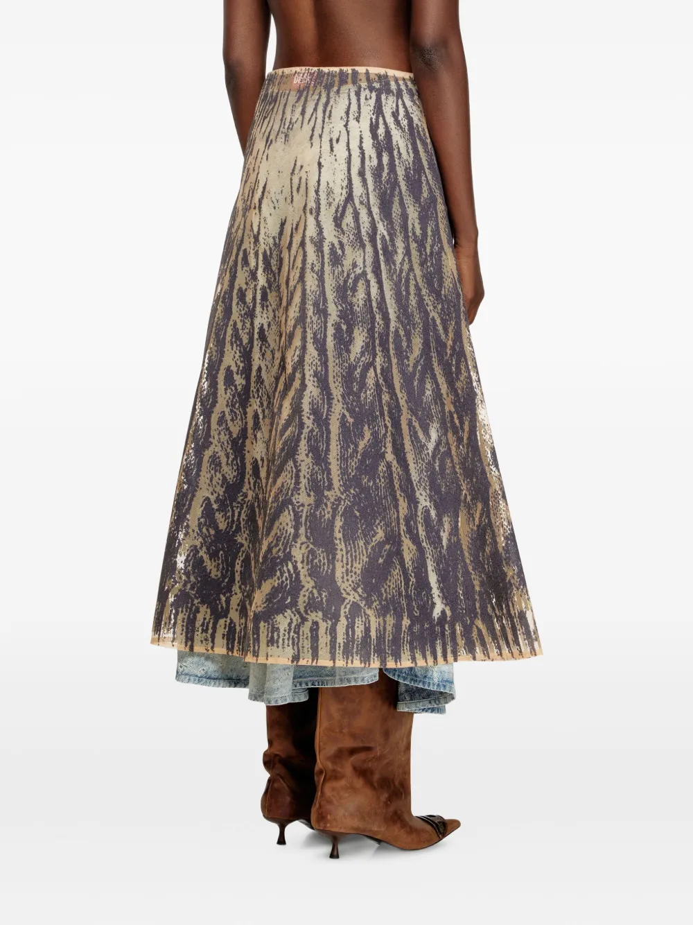 Diesel Tulen midi-rok met print Grijs