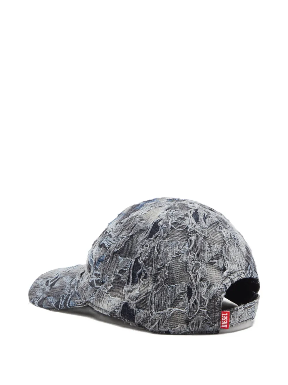 Diesel Gerafelde denim honkbalpet - Grijs