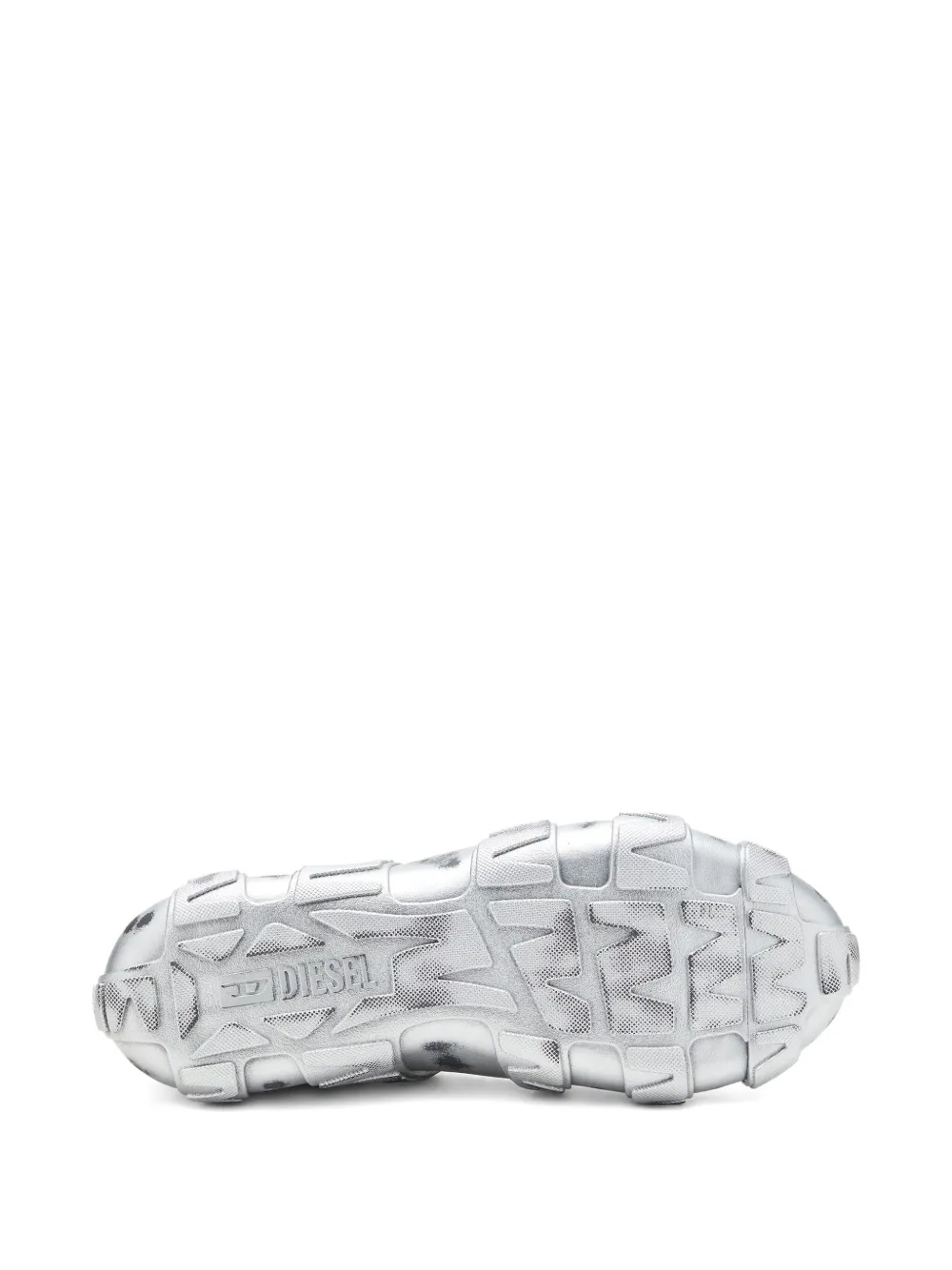 Diesel S-d-griffe-metallic Sneakers In Mesh And Pu In Silver