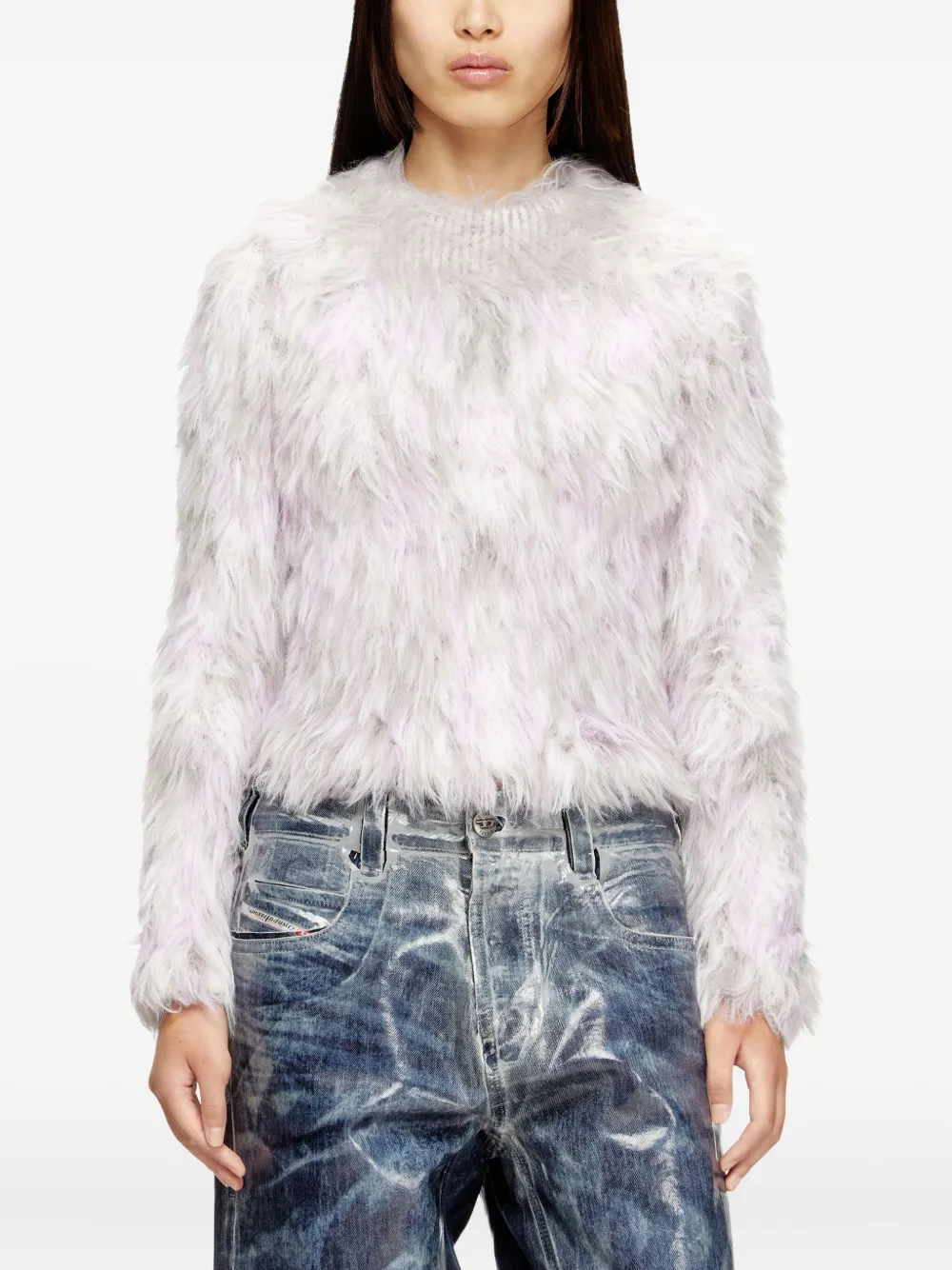 Diesel Long-sleeve Textured Sweater In White