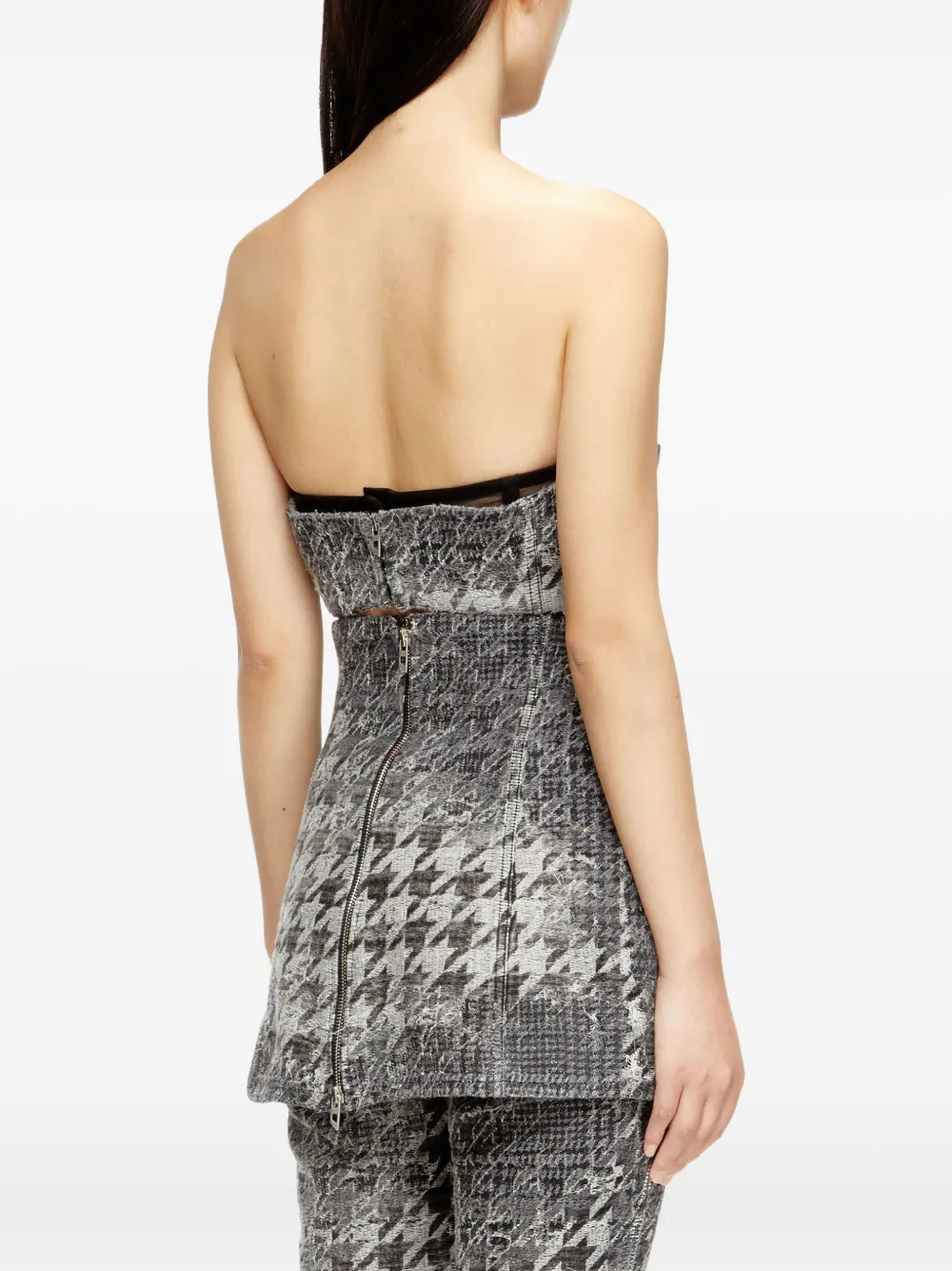 Diesel Denim-jacquard Corset Top In Multi