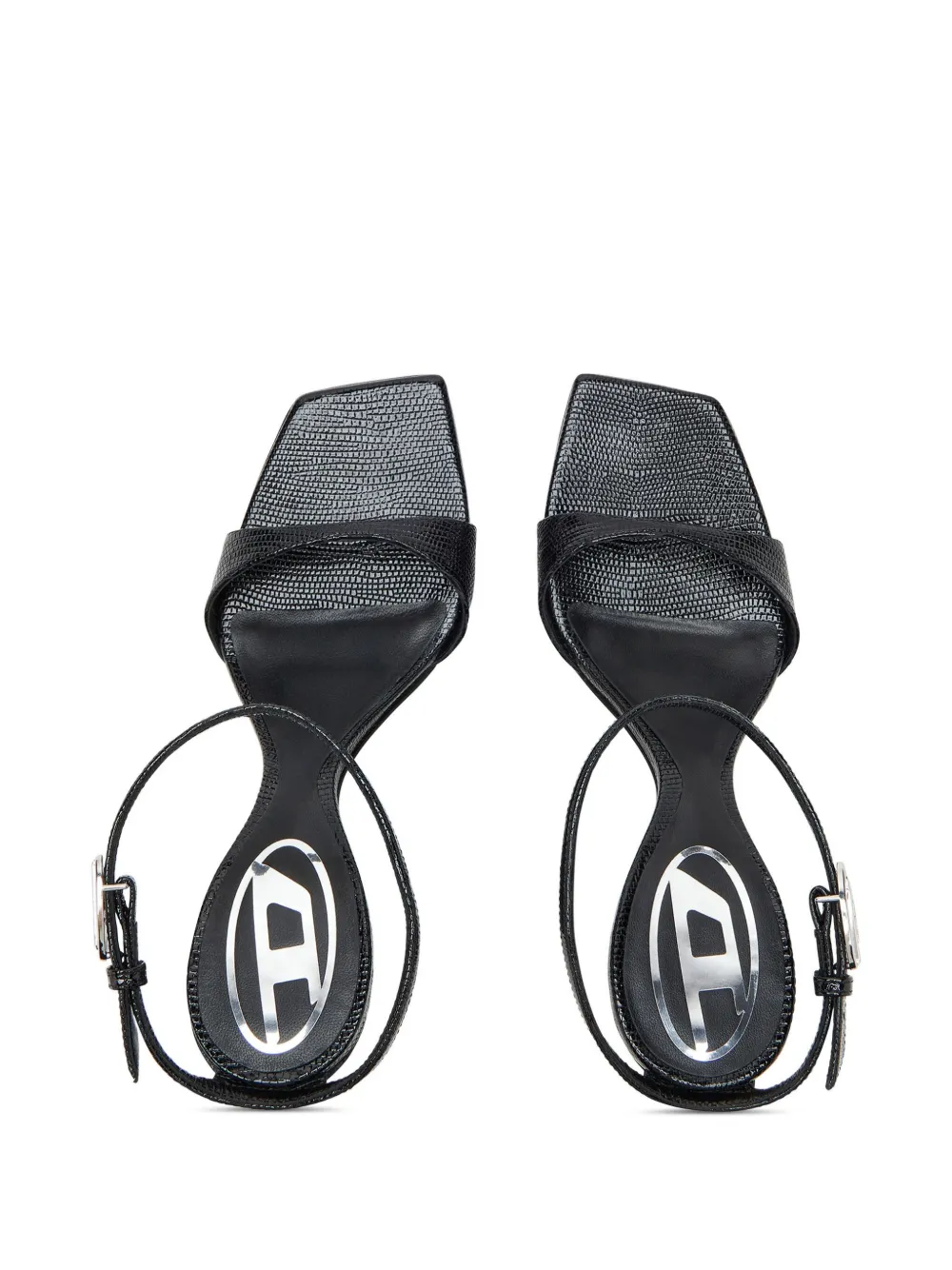 Diesel Sandalen met hagedissen-effect Zwart