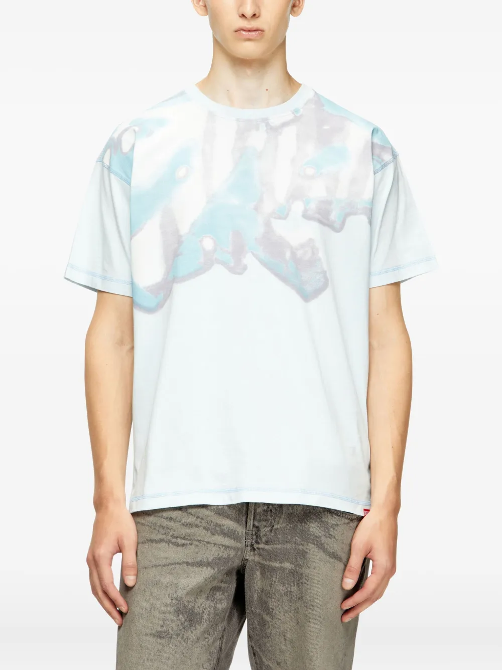 Diesel Katoenen T-shirt met vervaagd effect Blauw