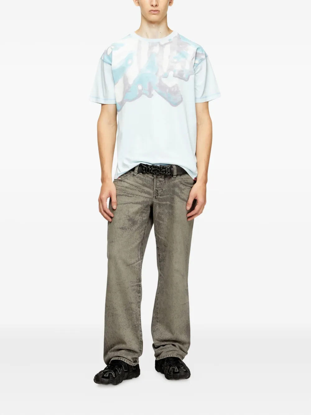 Diesel Katoenen T-shirt met vervaagd effect - Blauw