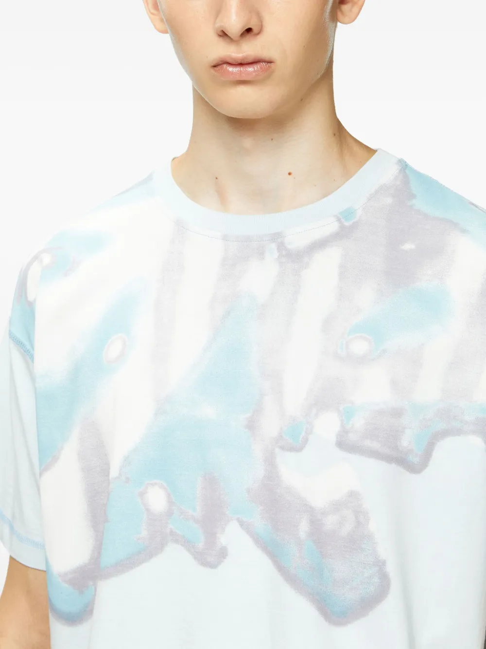 Diesel Katoenen T-shirt met vervaagd effect Blauw