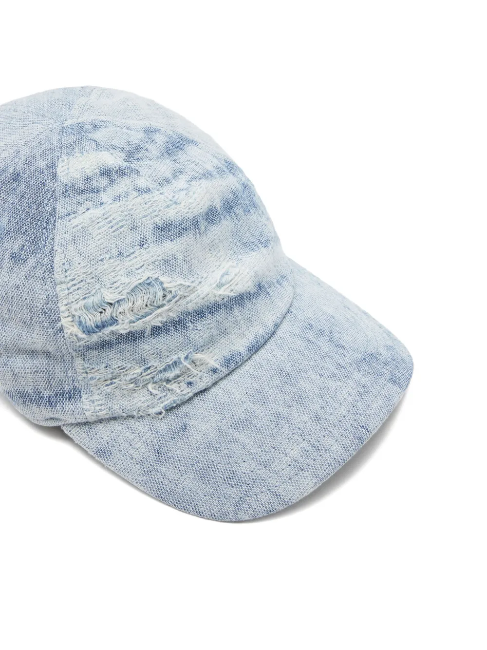 Diesel Curved Brim Denim Cap With Distressed Look In Blue