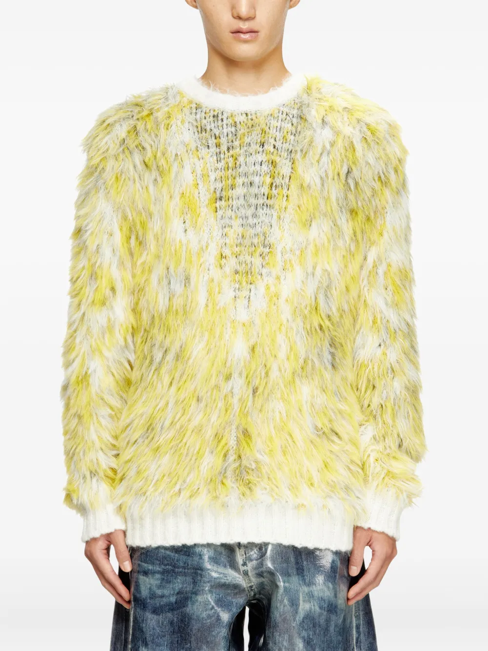 Diesel Pluizige trui met jacquard Geel