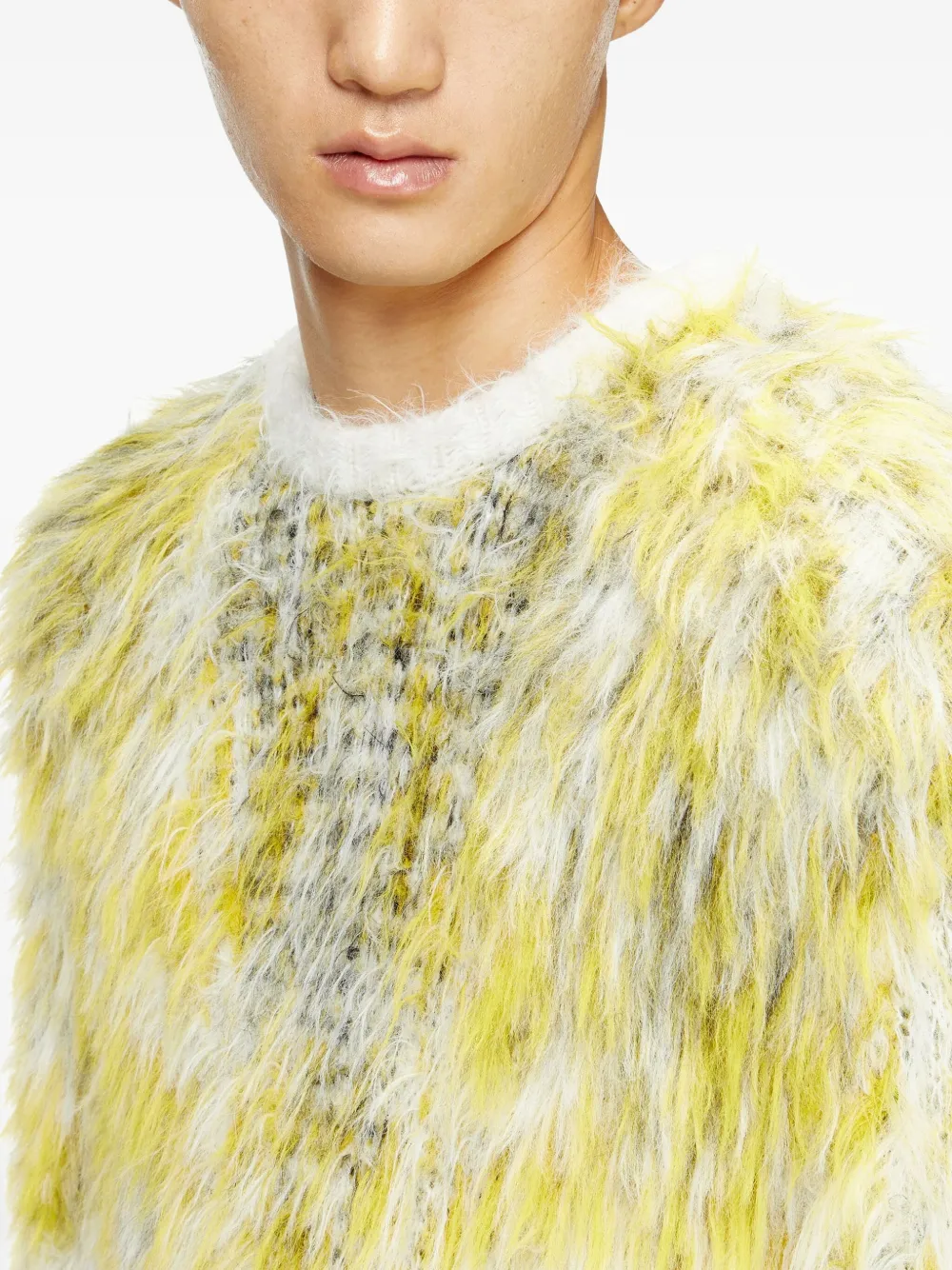 Diesel Pluizige trui met jacquard Geel