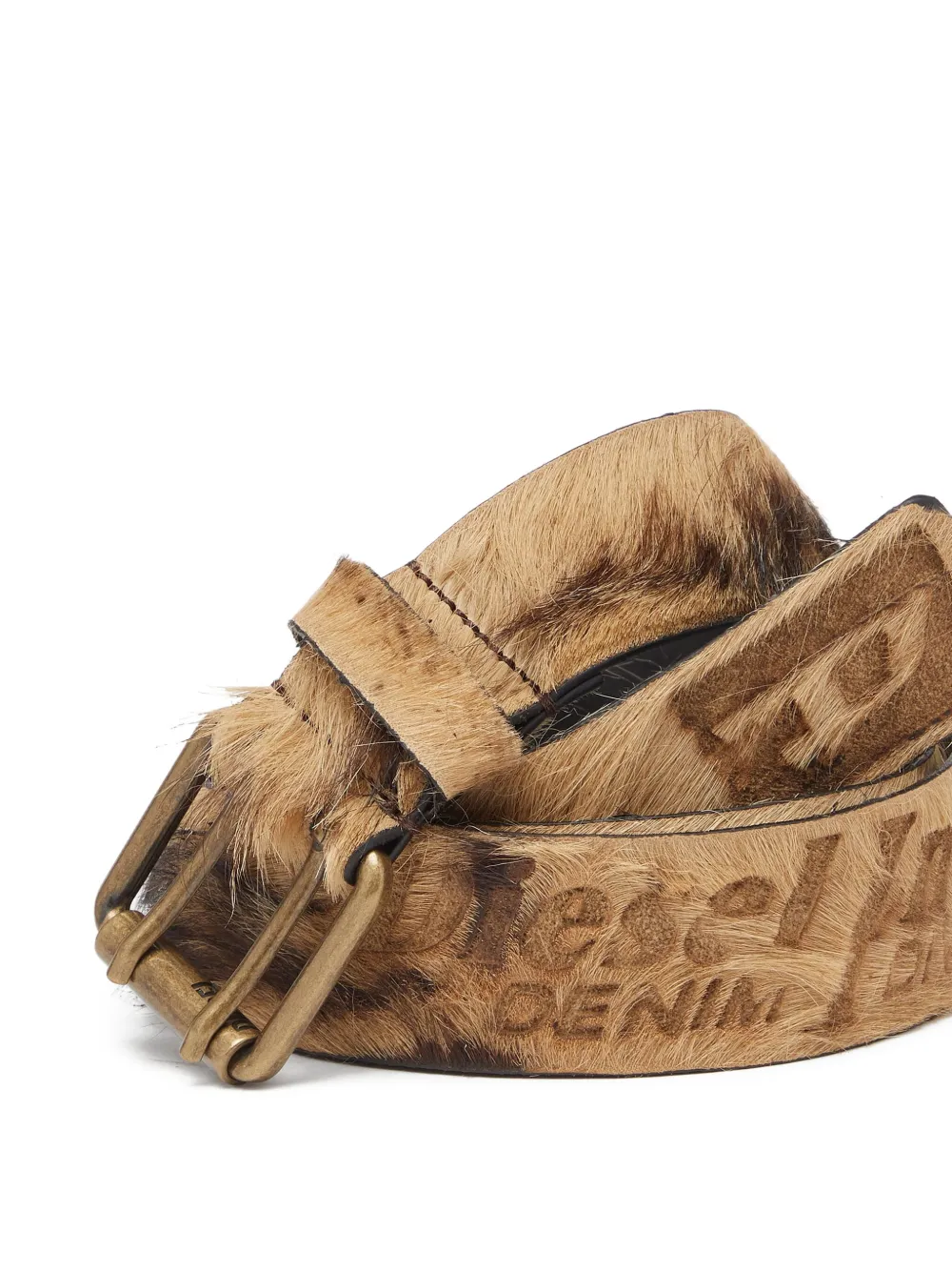 Diesel Leren gespriem met lange haren - Bruin