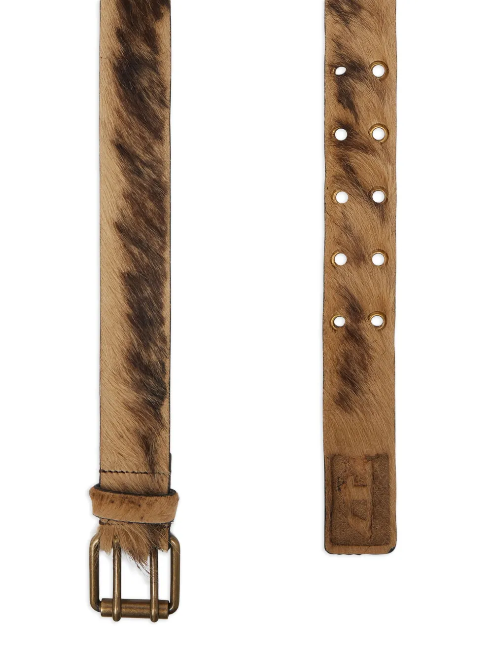 Diesel Leren gespriem met lange haren Bruin