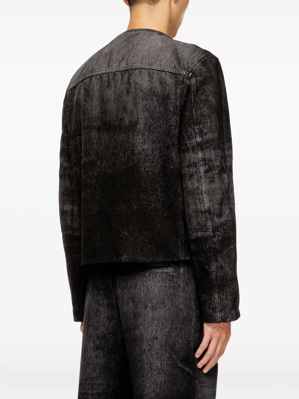Diesel Denim Jacket With Chest And Flap Pockets In Black