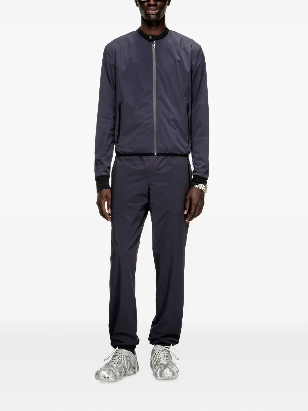 Diesel Broek met elastische taille en ritszak - Blauw