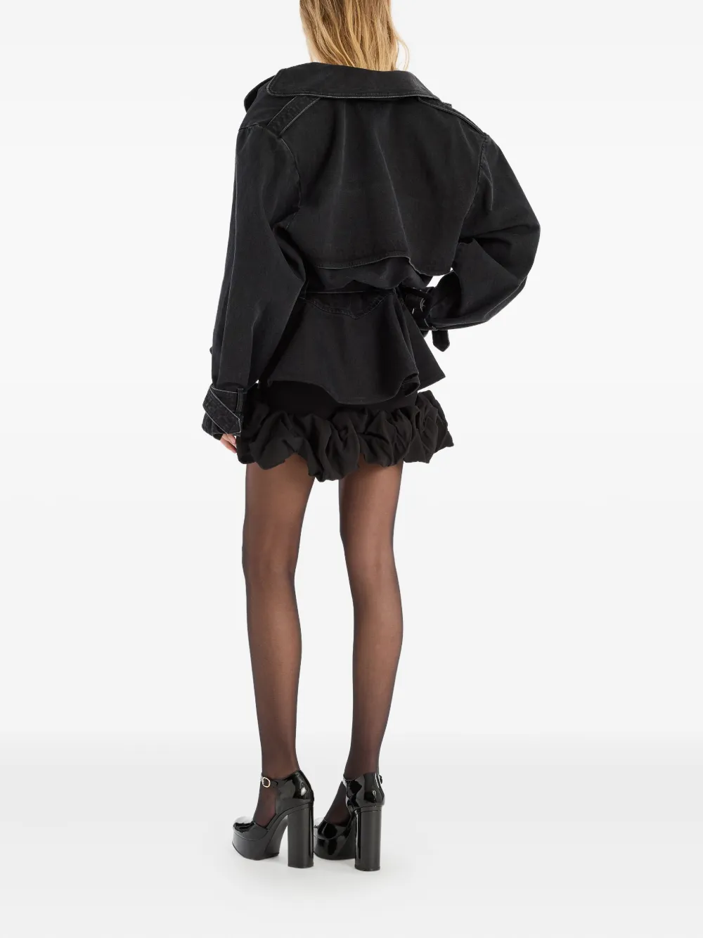 Rotate Birger Christensen Denim Biker Jacket In Black
