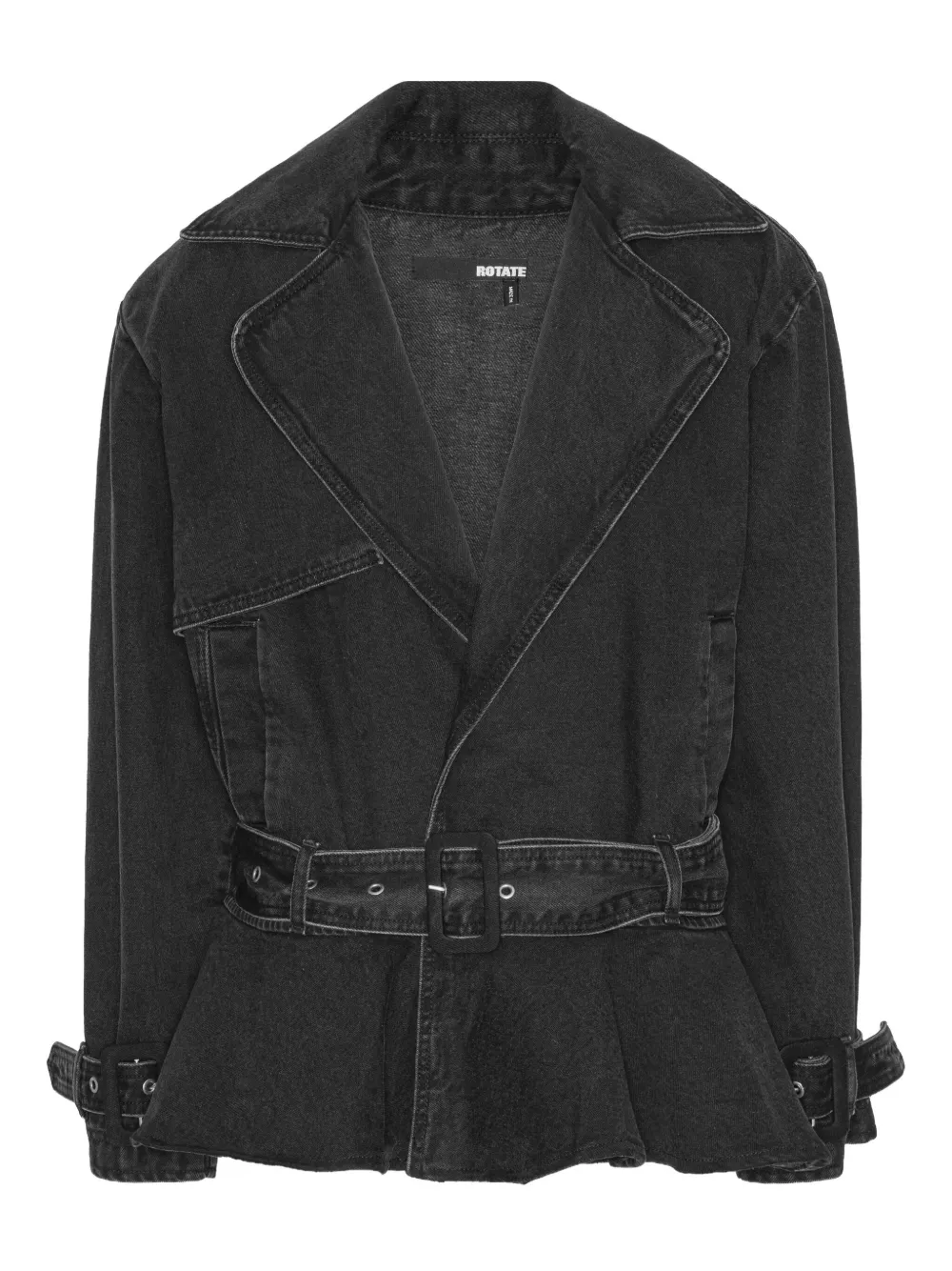 Rotate Birger Christensen Denim Biker Jacket In Black