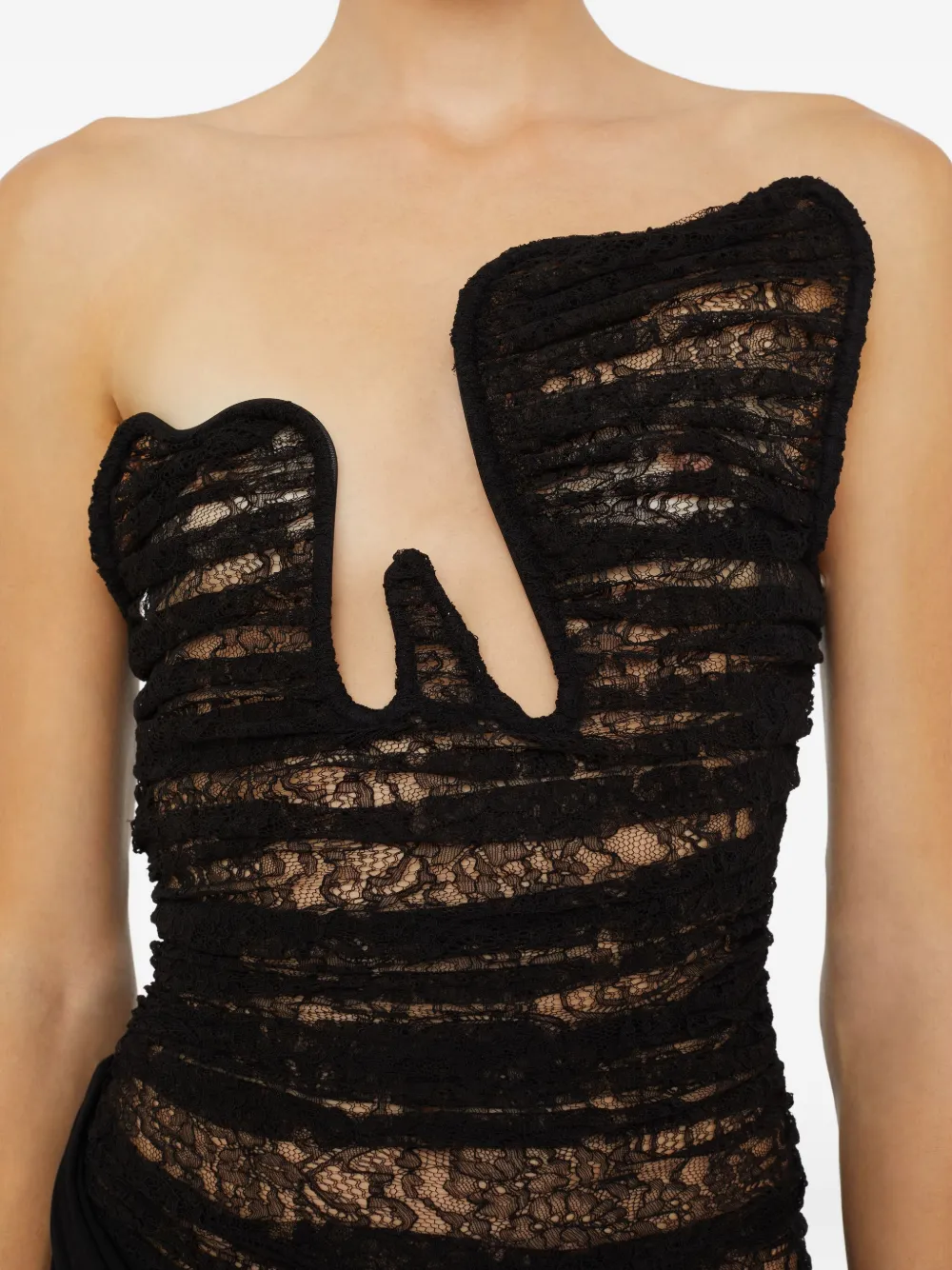 Christopher Esber Salacia maxi-avondjurk met kanten vlakken Zwart