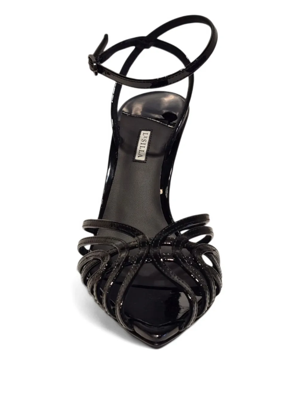 Le Silla 110 mm Embrace lakleren sandalen met enkelbandje Zwart