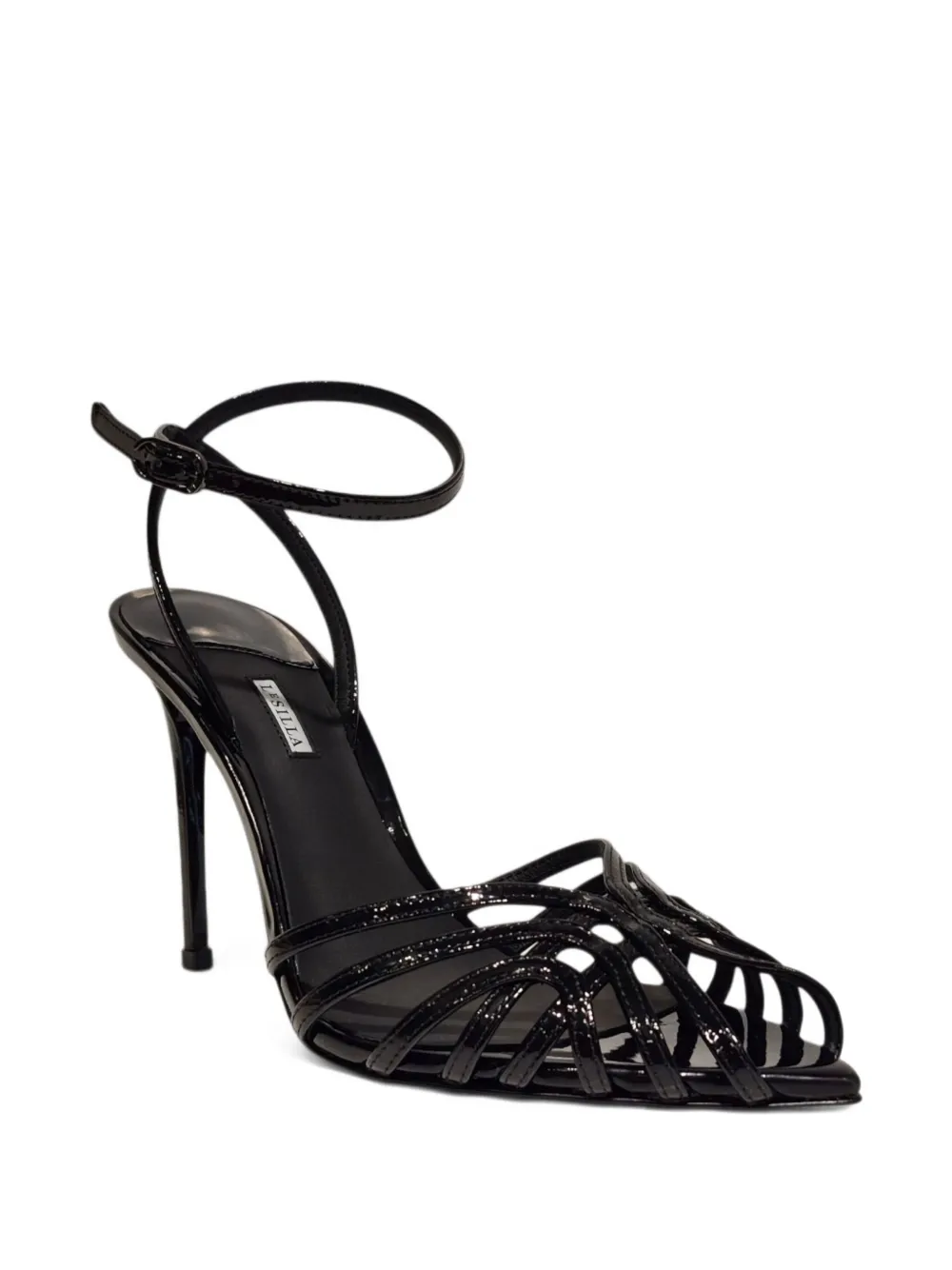 Le Silla 110 mm Embrace lakleren sandalen met enkelbandje Zwart