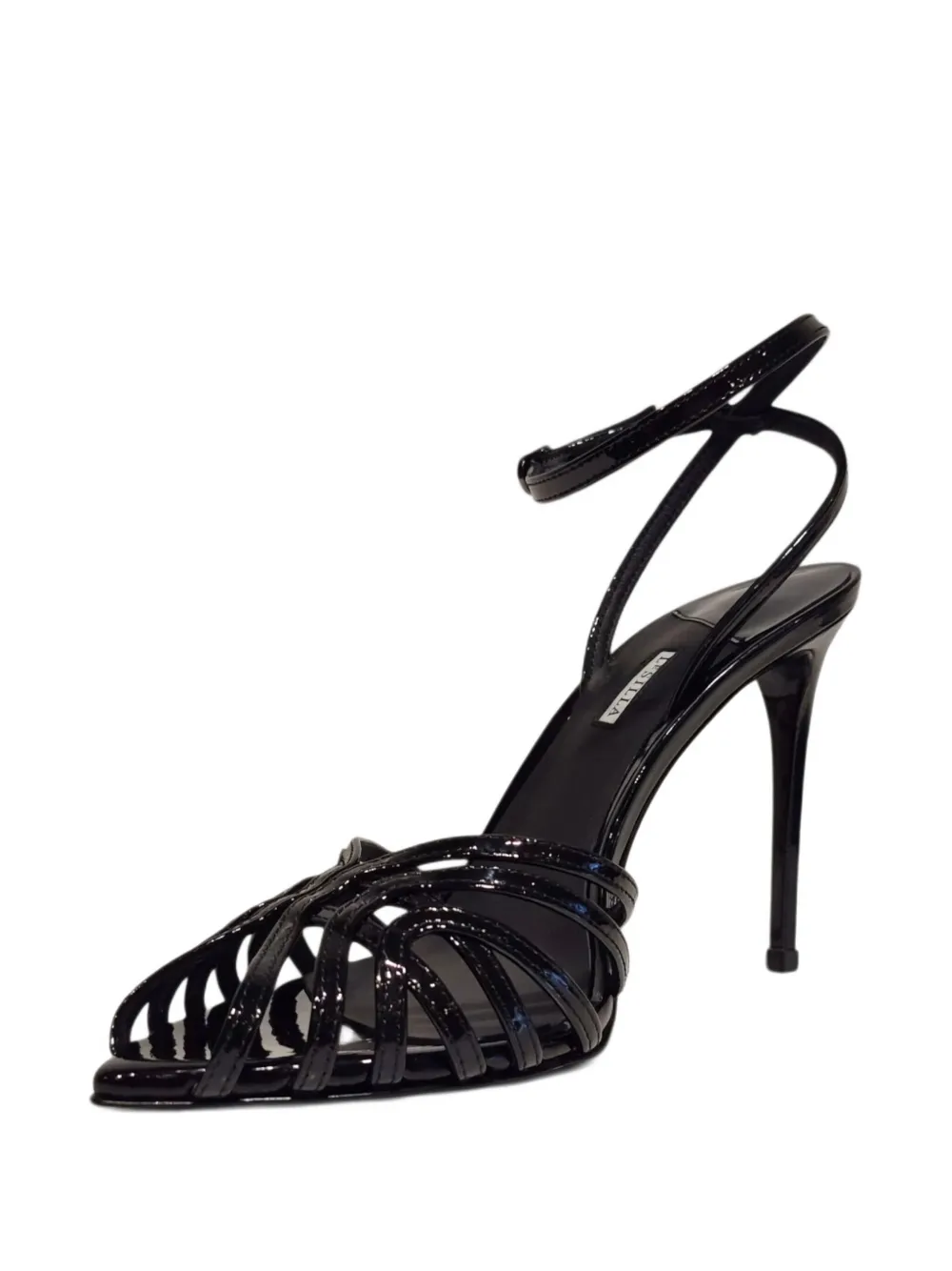 Le Silla 110 mm Embrace lakleren sandalen met enkelbandje Zwart