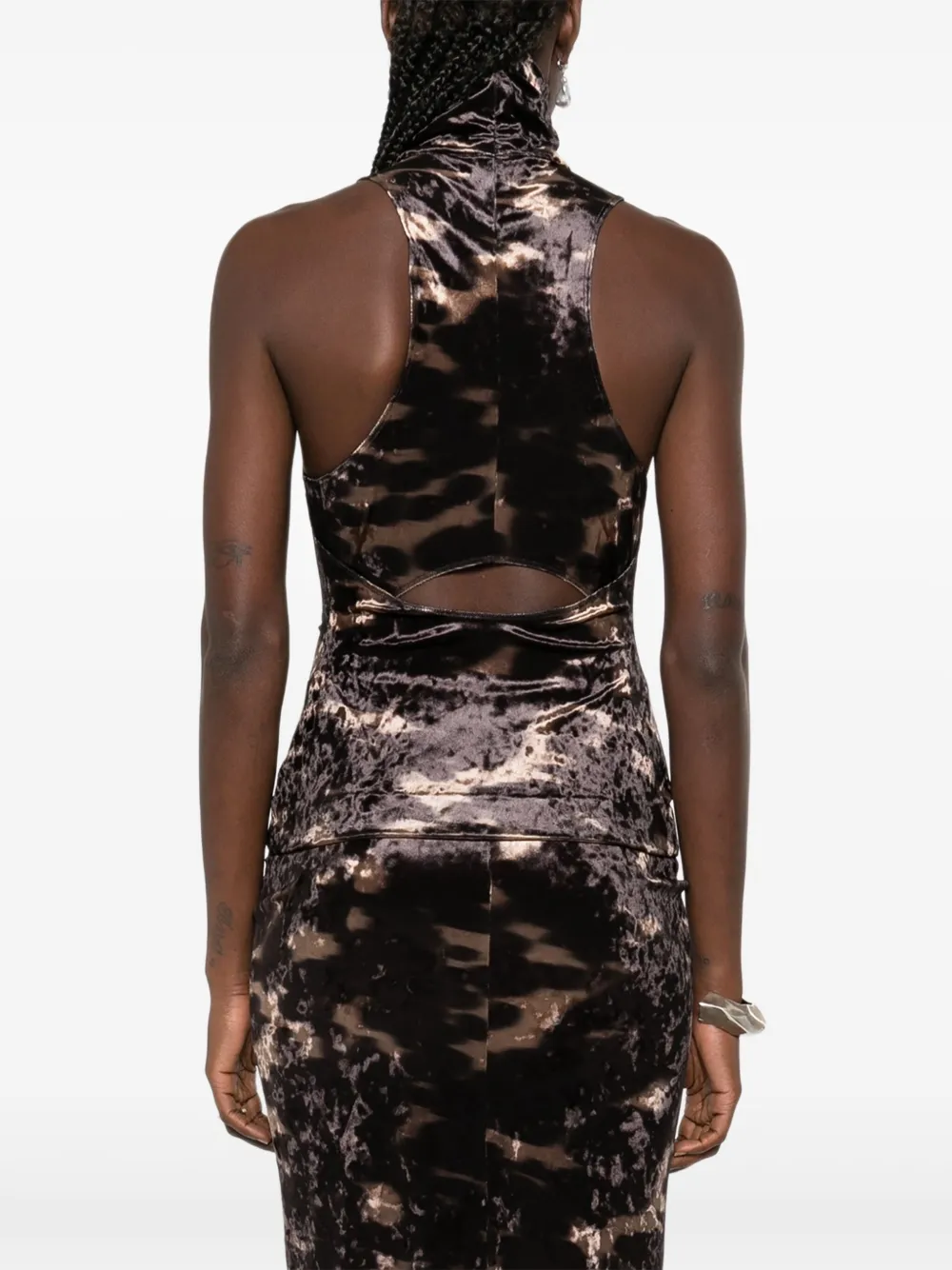 Nanushka Top met hoge hals en tie-dye print Zwart