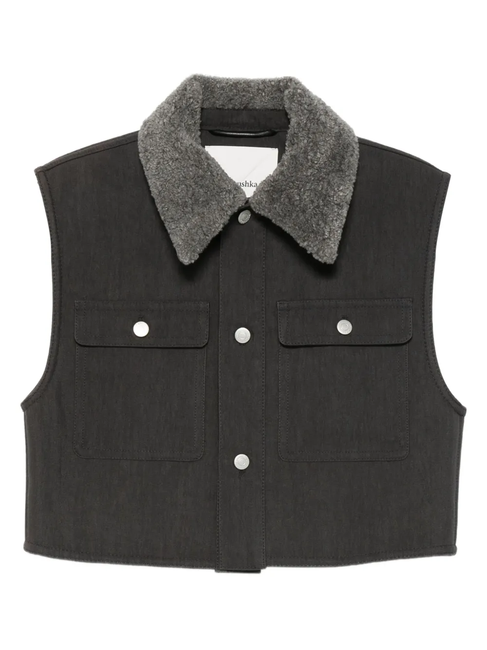 Nanushka Contrast-collar Utility Gilet In Gray