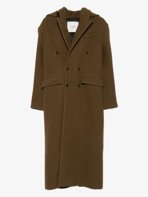 Nanushka detachable-hood double-breasted coat
