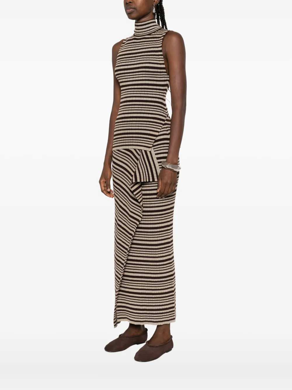 Nanushka Gestreepte top met col Zwart