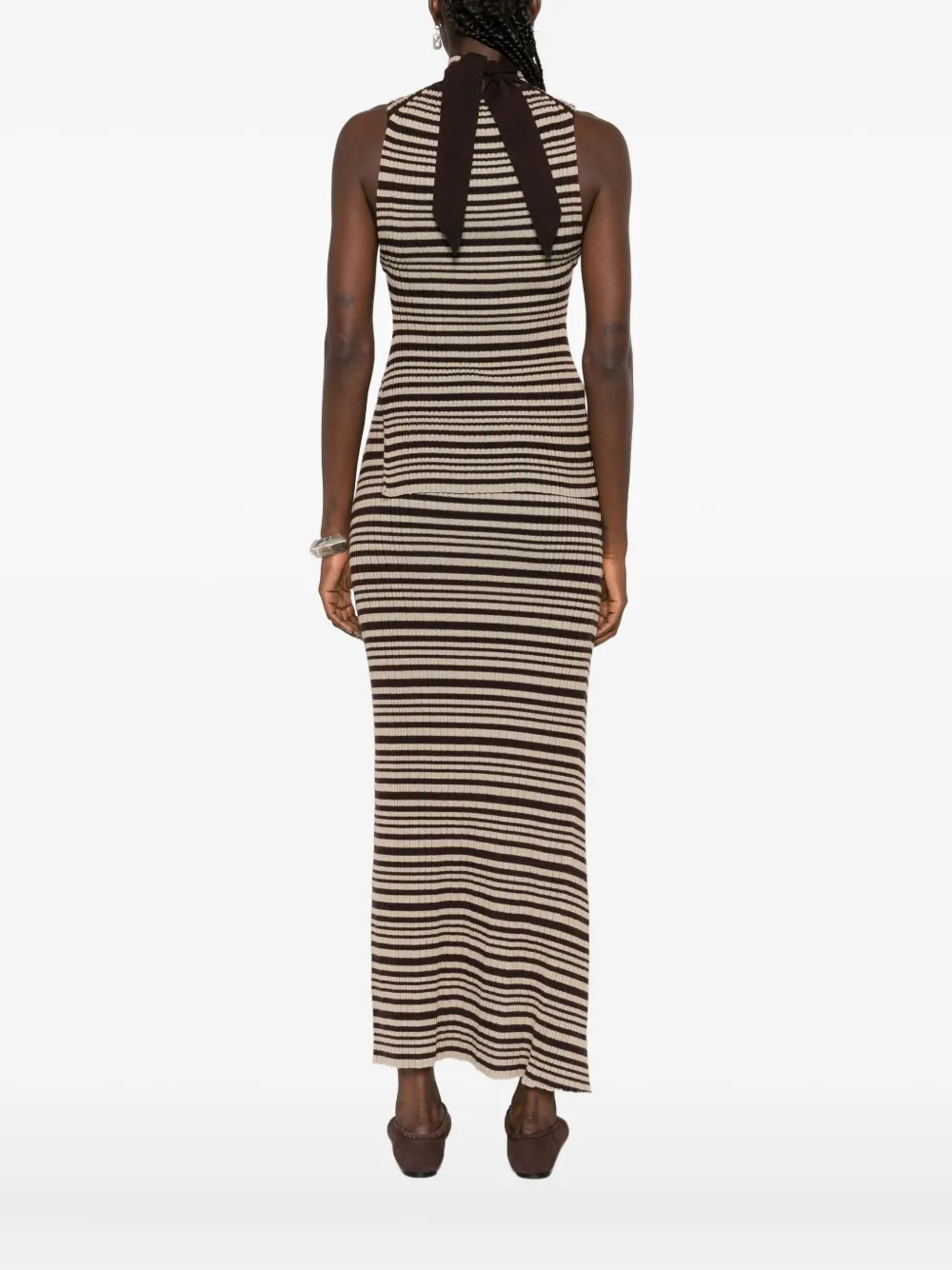 Nanushka Gestreepte top met col Zwart