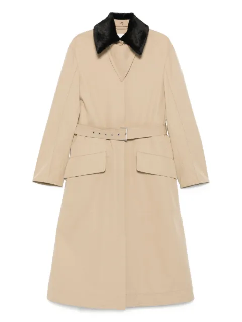 Nanushka belted fur-collar coat