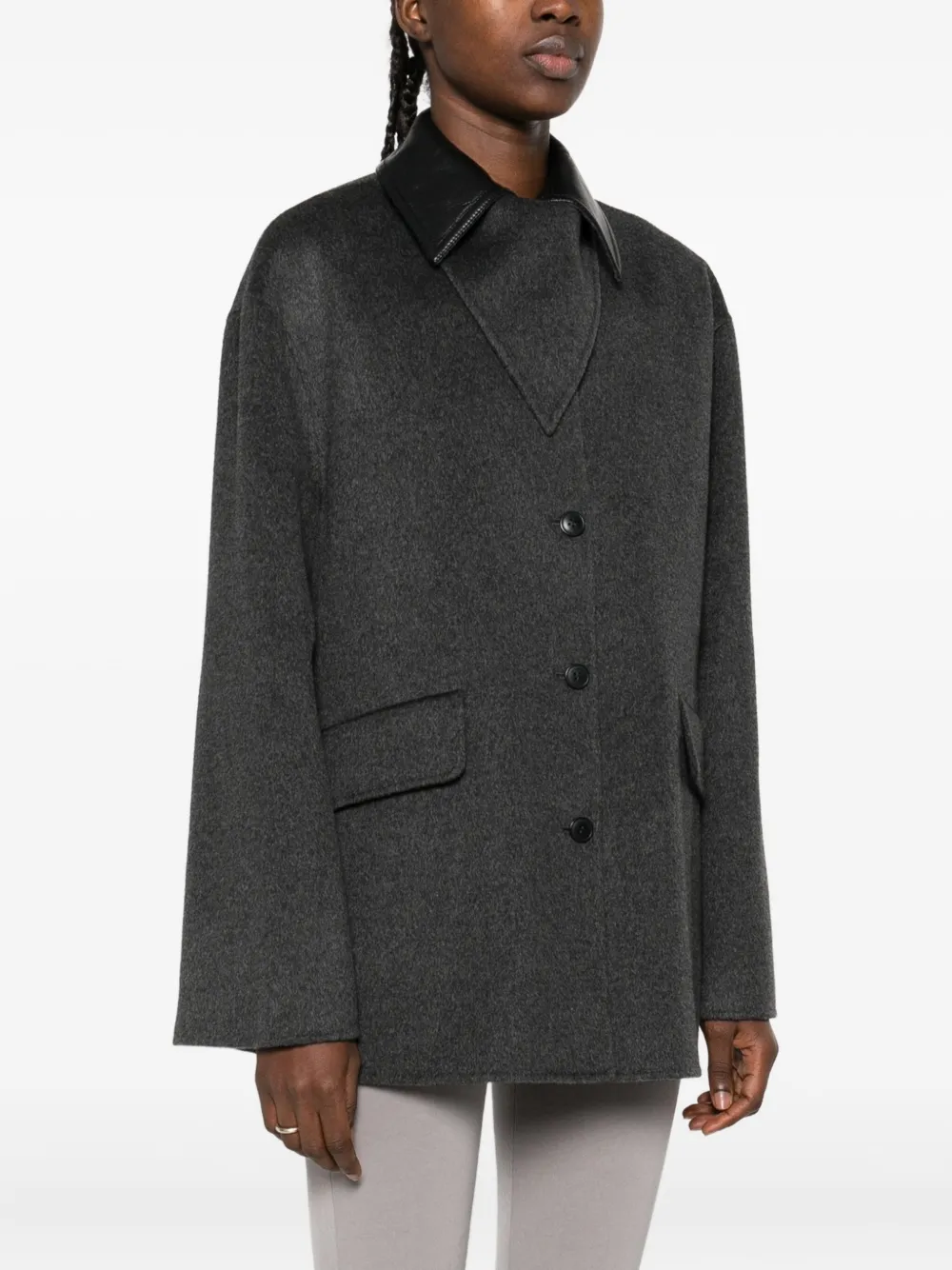 Nanushka Wollen jack met contrasterende kraag Grijs