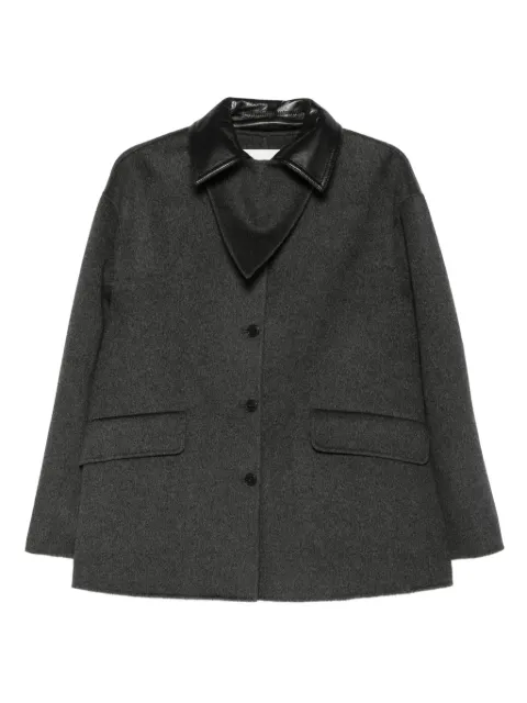 Nanushka contrast-collar wool jacket