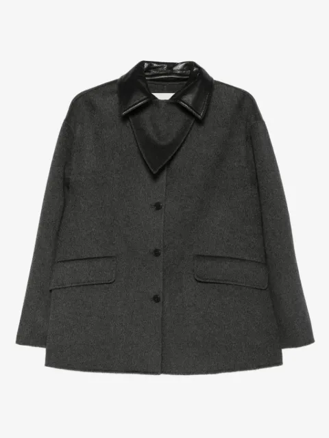 Nanushka contrast-collar wool jacket