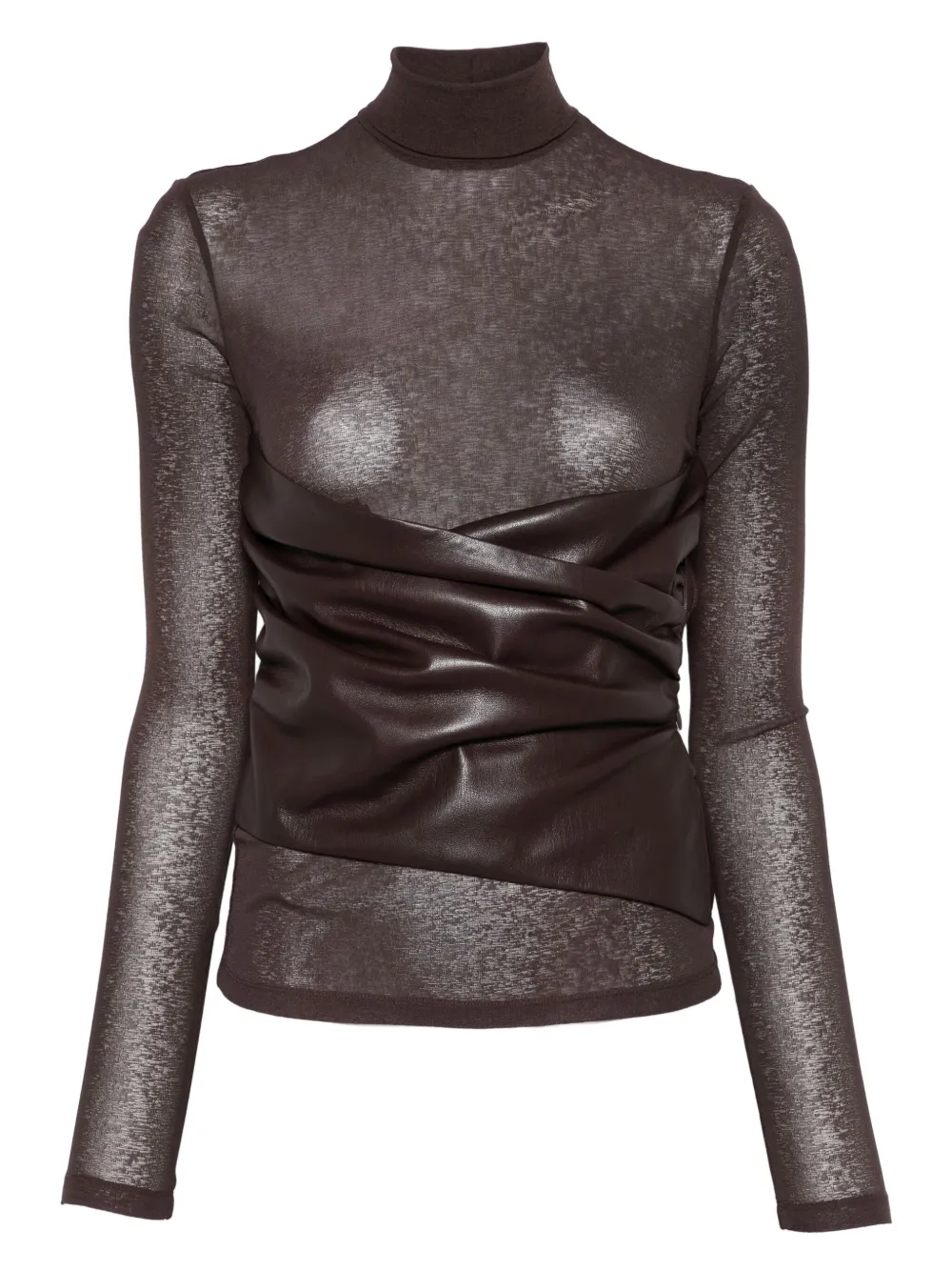 Nanushka Blusa gola alta com recorte drapeado | Marrom | Image 1