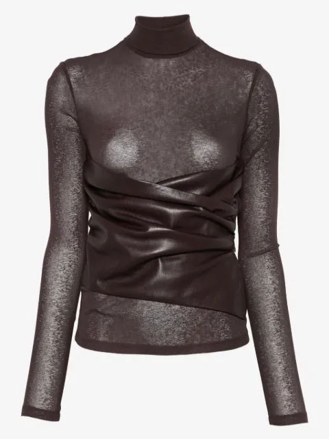 Nanushka draped-panel turtleneck top