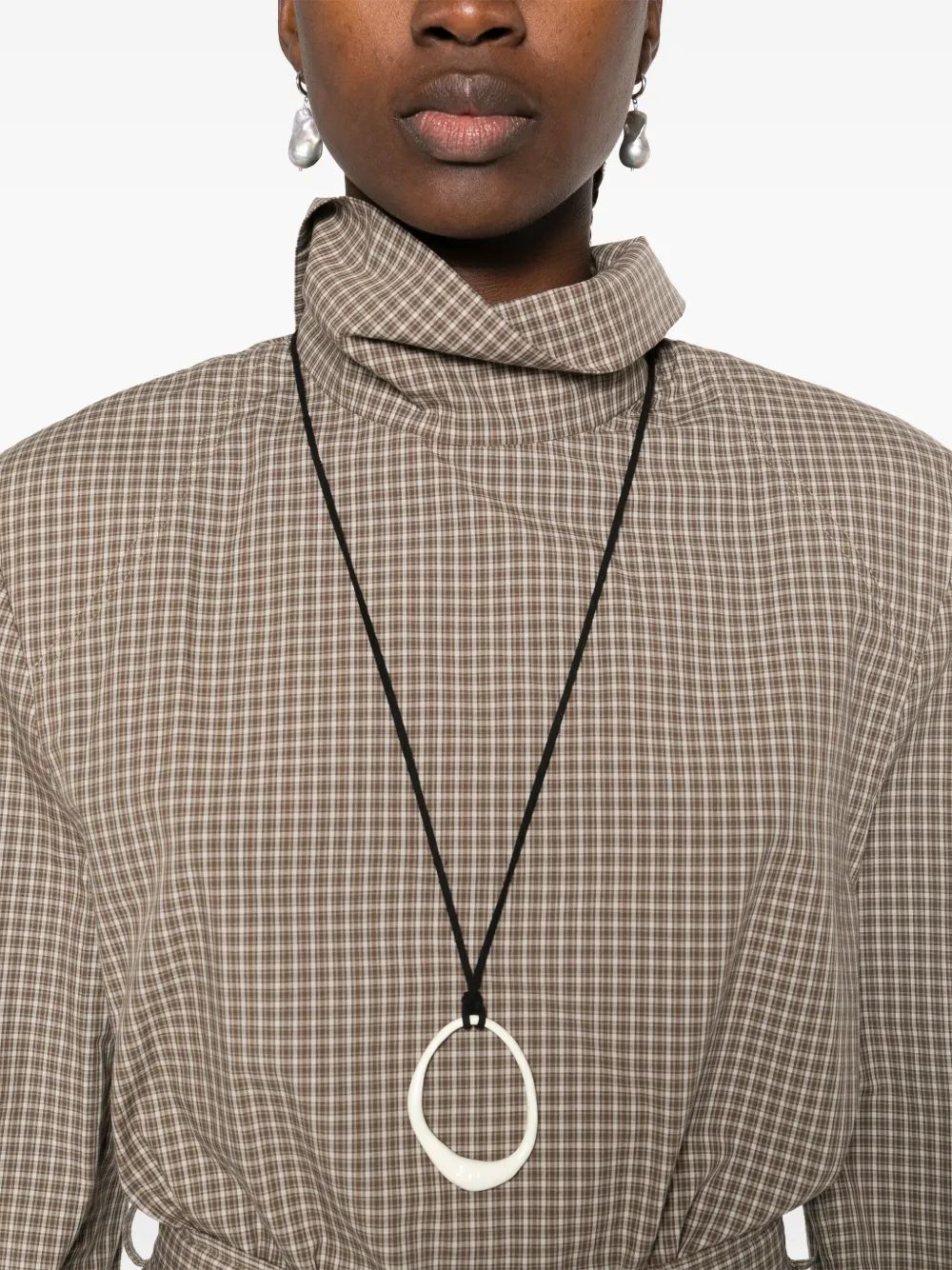 Nanushka Geruite mini-jurk met ceintuur Bruin