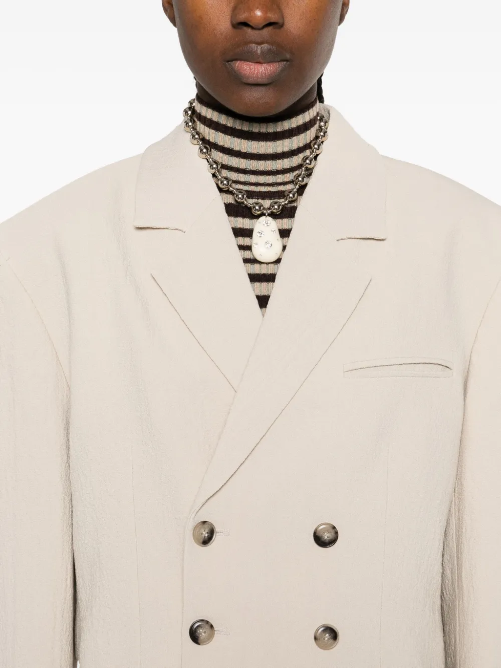 Nanushka Blazer met dubbele rij knopen Beige