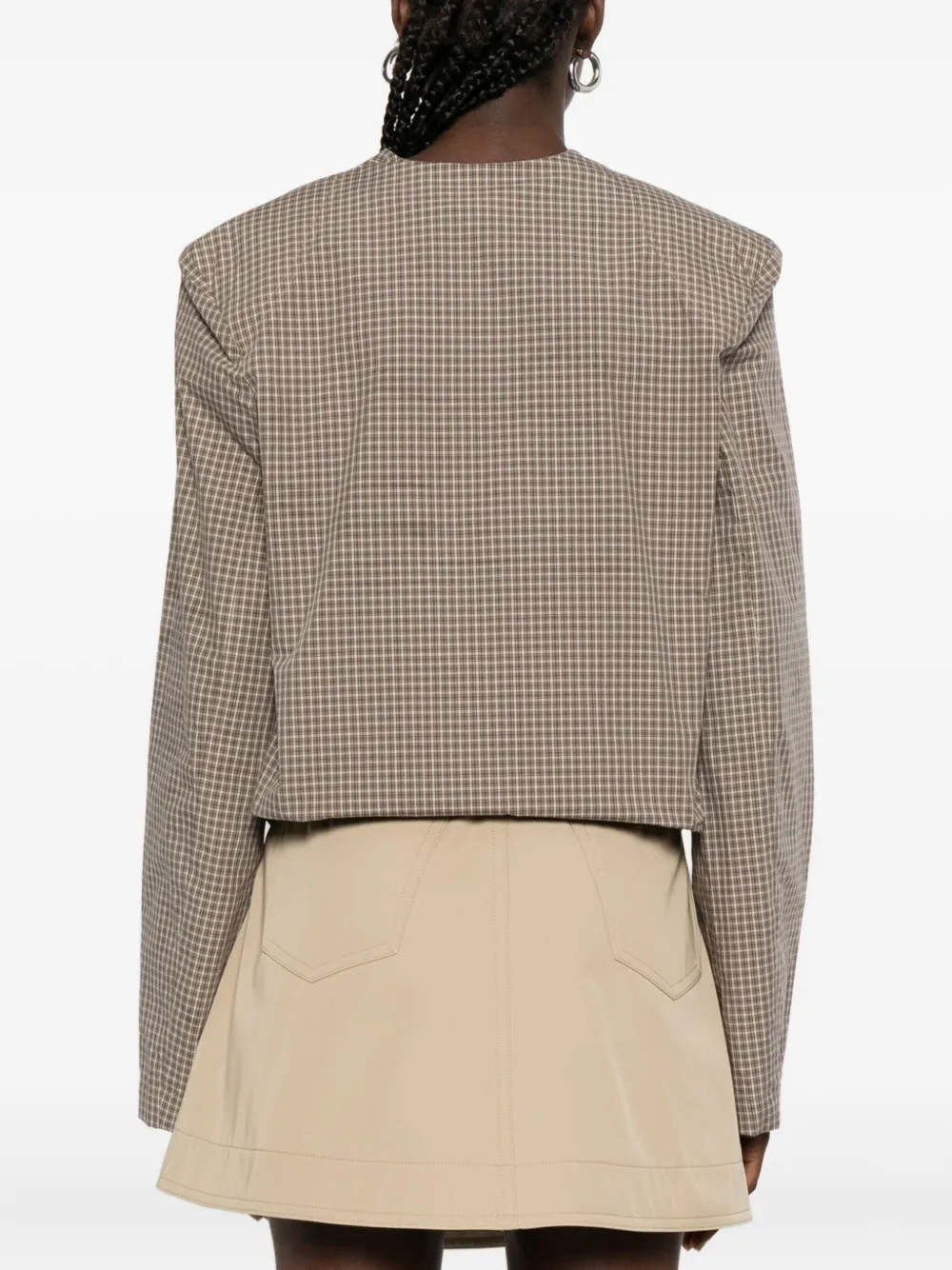 Nanushka Geruit T-shirt met V-hals Bruin