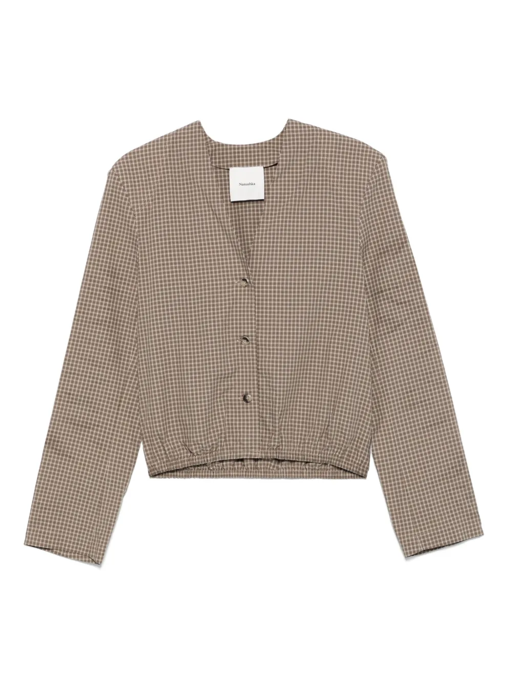 Nanushka camisa con motivo de cuadros y cuello en V | marrón | Image 1