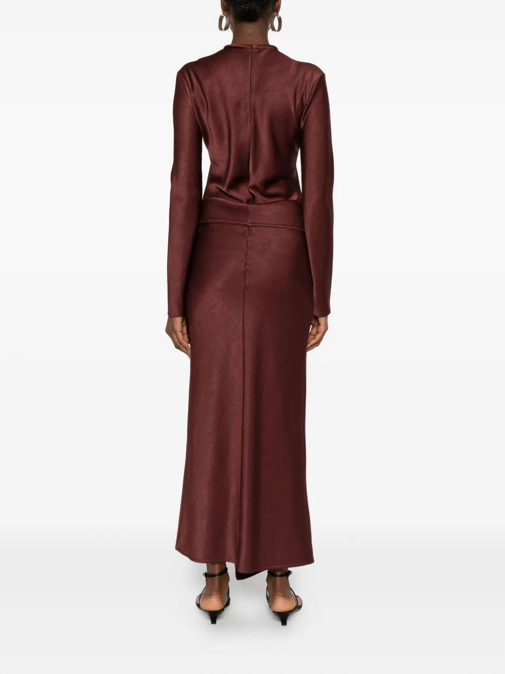 Nanushka Crew-neck Draped Maxi Dress In Brown
