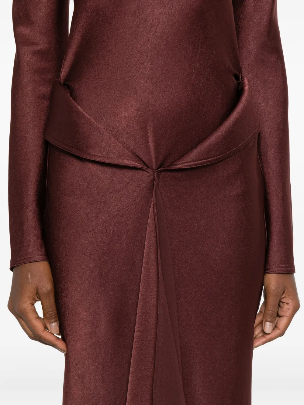 Nanushka Crew-neck Draped Maxi Dress In Brown