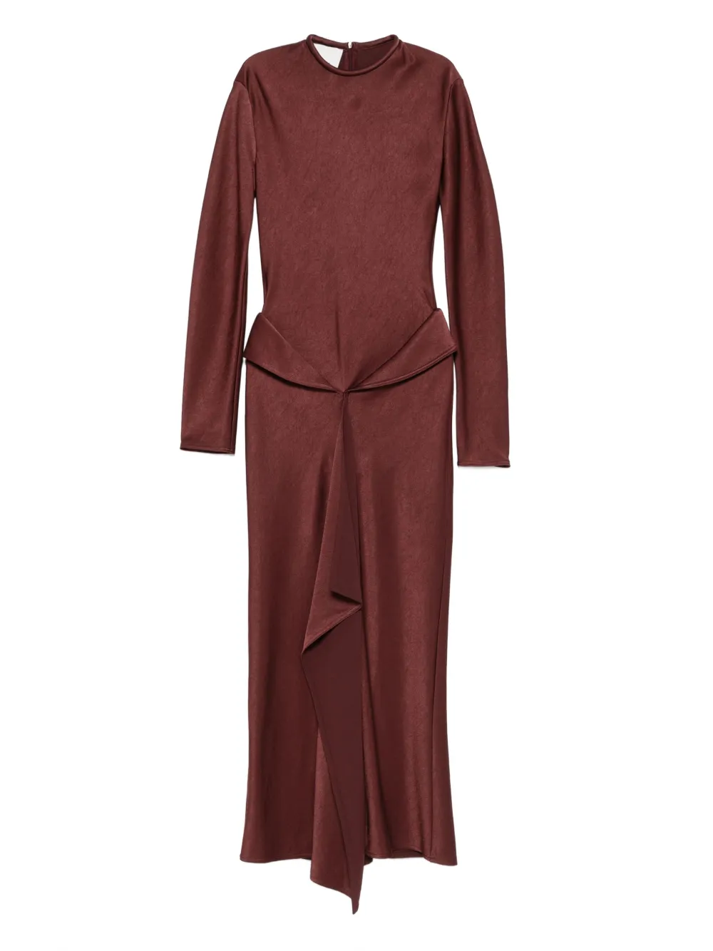 Nanushka Crew-neck Draped Maxi Dress In Brown