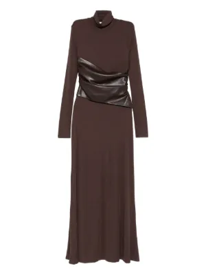 ROTATE BIRGER CHRISTENSEN Satin long-sleeve Maxi Dress | Brown | FARFETCH
