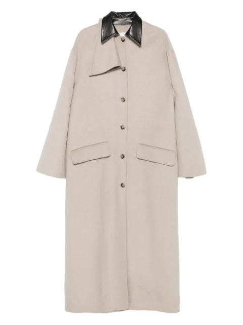 Nanushka contrast-collar button coat