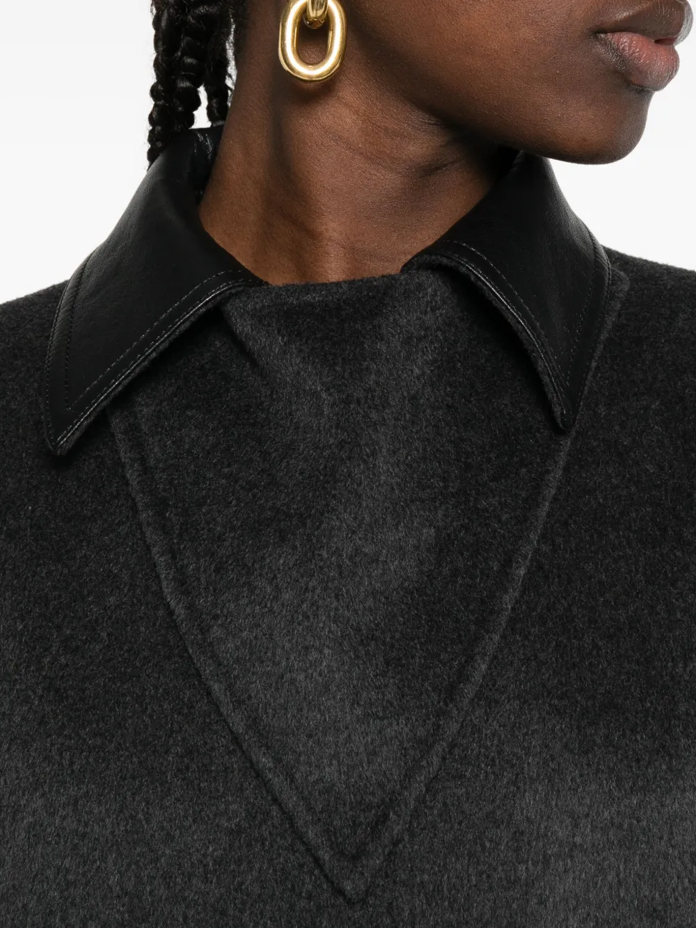 Nanushka Wollen jas met leren kraag Grijs