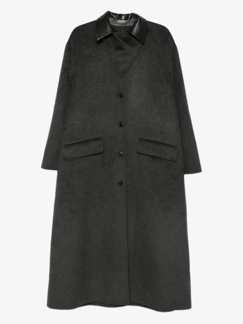 Nanushka manteau à col en cuir