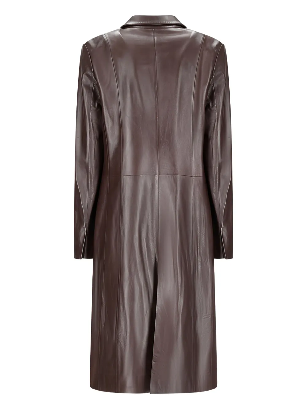 Desa 1972 leather lapel-collar coat - Bruin