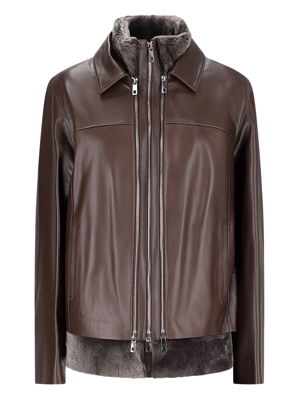 Desa 1972 detachable-gilet leather jacket | Brown | Image 1